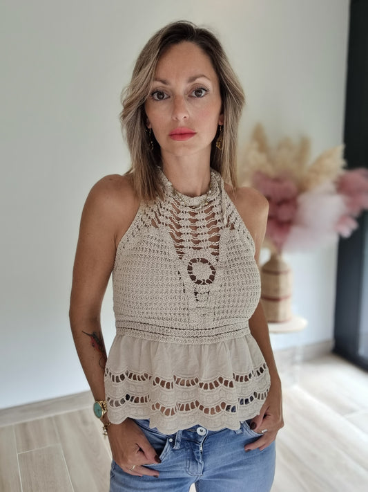 Top bohème crochet
